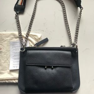 Marni Shoulder/crossbody storm blue leather bag made in Italy. With dust bag